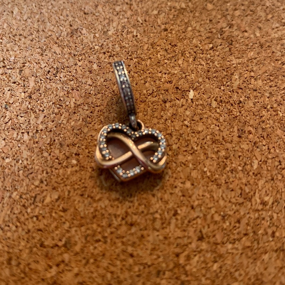 Pandora gold and silver heart charm